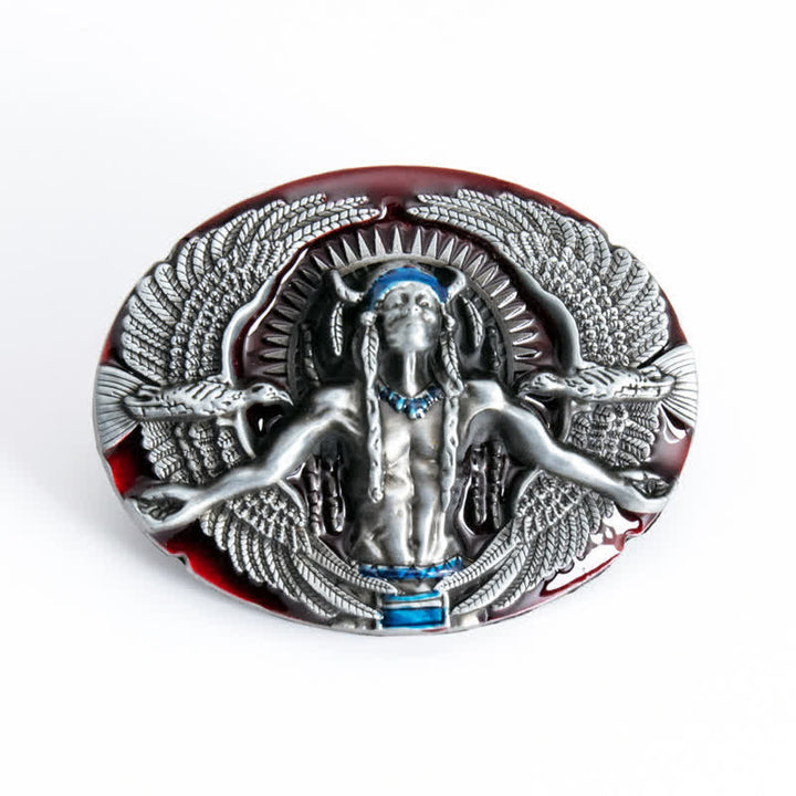 Cintura in pelle con fibbia Indian Great Spirit fai da te da uomo - Rosso - Senza cintura - image 12