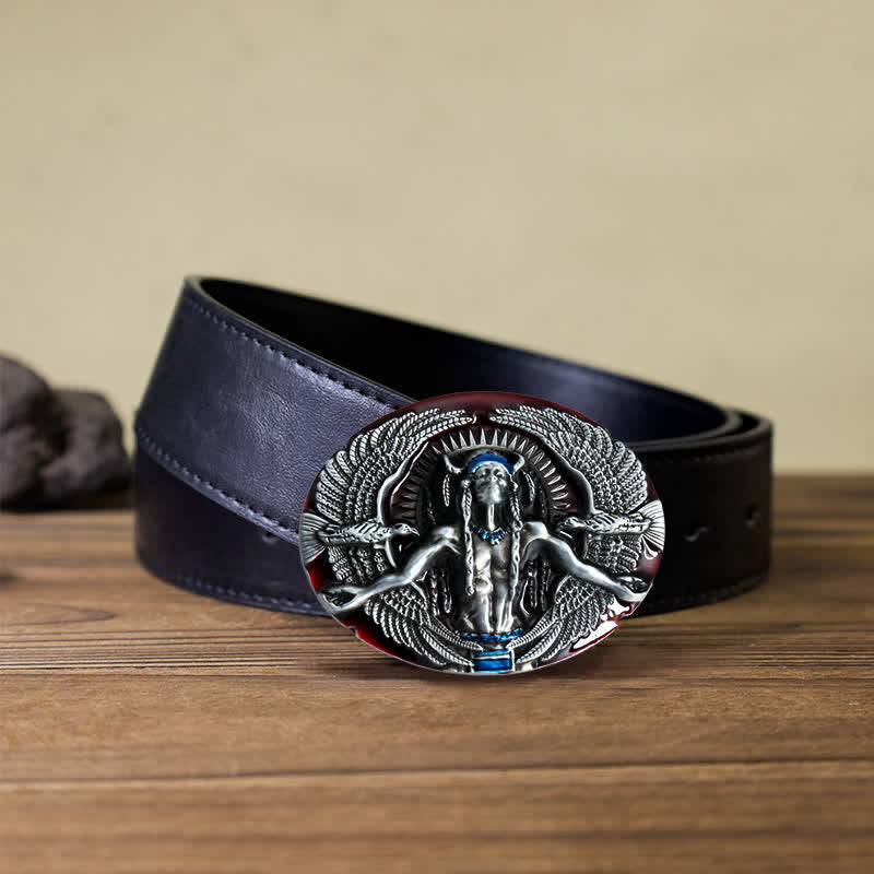 Cintura in pelle con fibbia Indian Great Spirit fai da te da uomo - Rosso - Cintura PU nera (40) - image 15