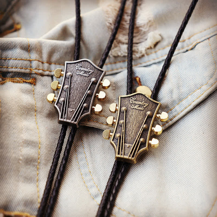 Cravatta Bolo retrò con chitarra country western