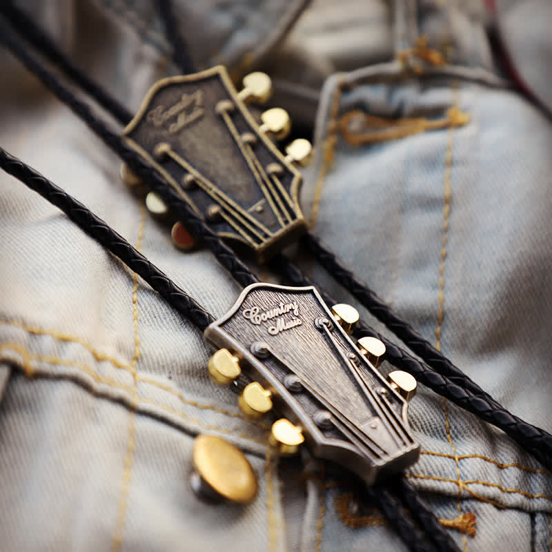 Cravatta Bolo retrò con chitarra country western