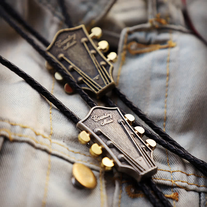 Cravatta Bolo retrò con chitarra country western