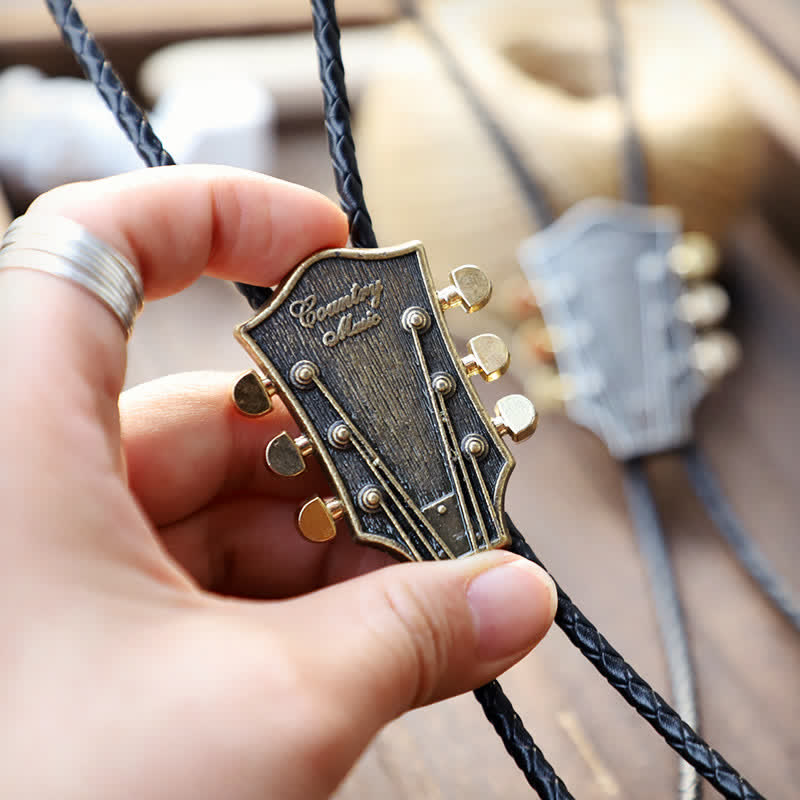Cravatta Bolo retrò con chitarra country western