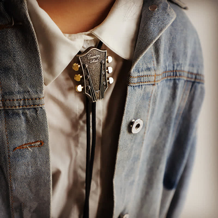 Cravatta Bolo retrò con chitarra country western