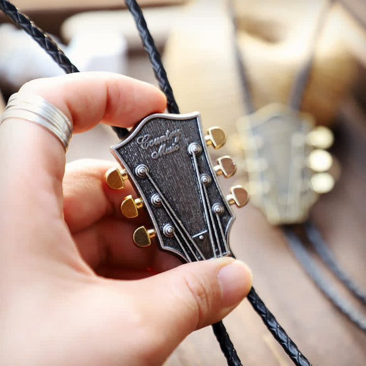 Cravatta Bolo retrò con chitarra country western