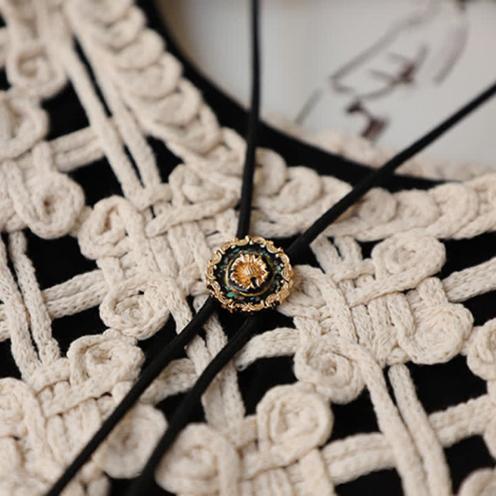 Cravatta Bolo con Girasole in Stile Vintage e Dettagli in Oro
