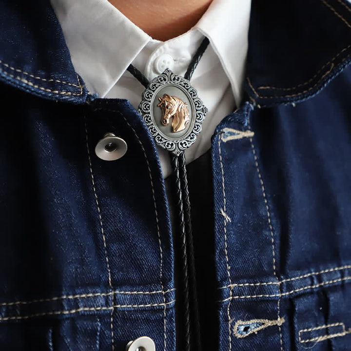 Cravatta Bolo Western Trend Rodeo con testa di cavallo