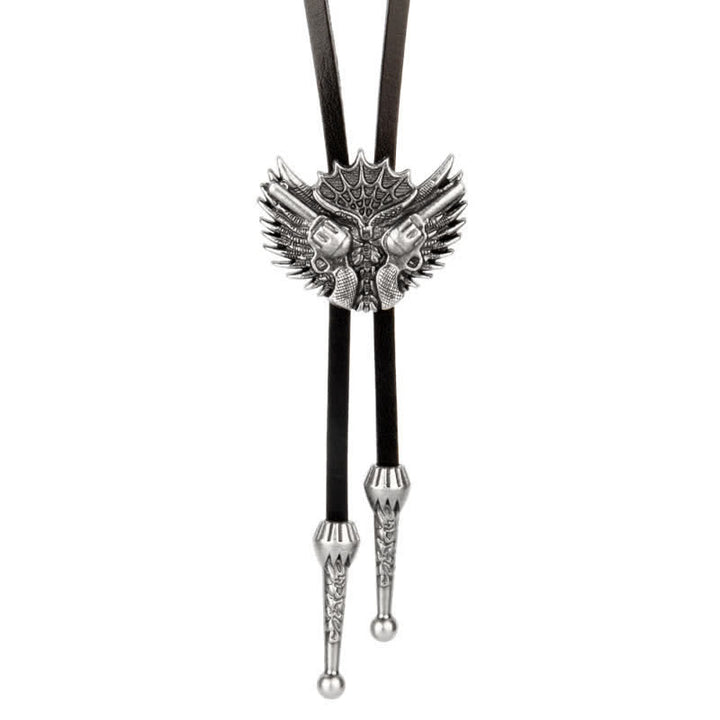 Cravatta Bolo Casual Double Guns Wings - Argento antico - image 0