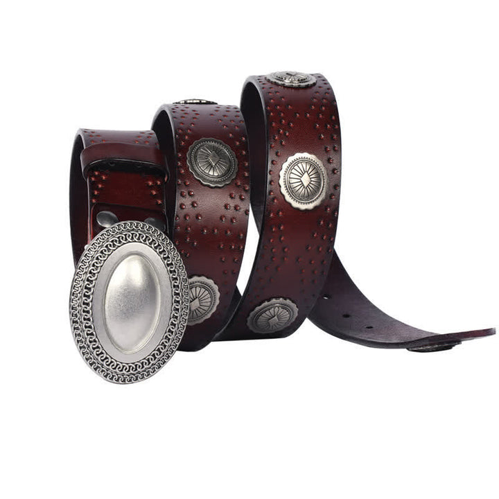 Cintura in pelle con fibbia ovale vintage da uomo