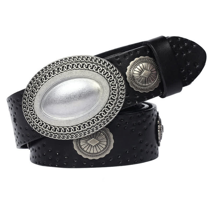 Cintura in pelle con fibbia ovale vintage da uomo
