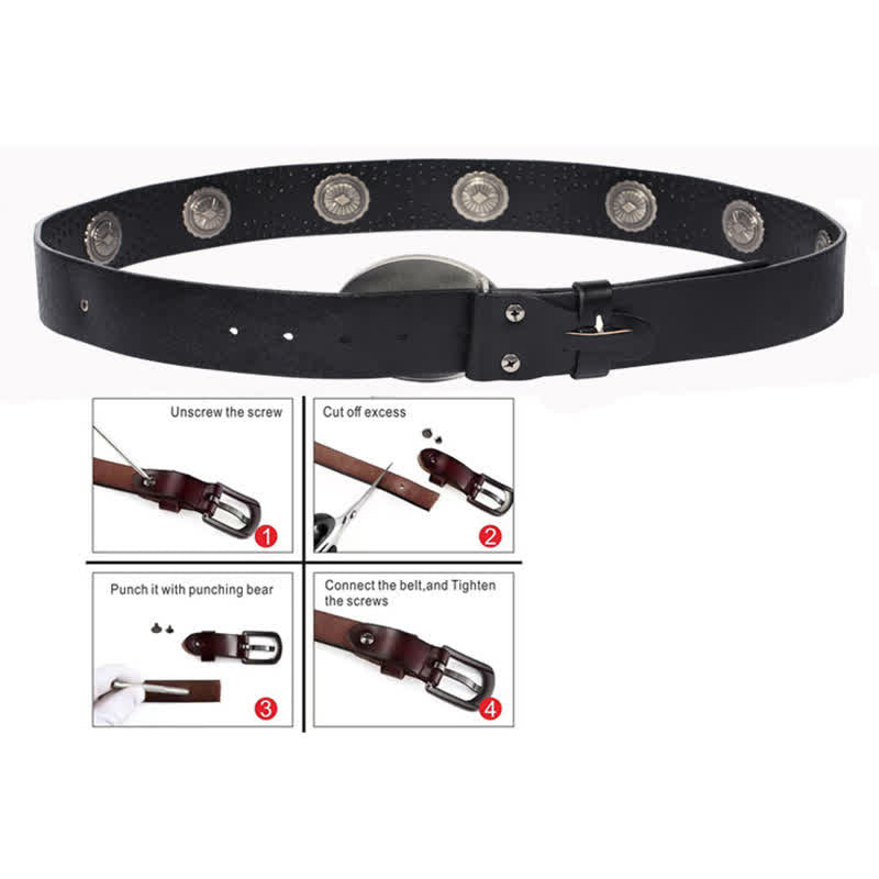 Cintura in pelle con fibbia ovale vintage da uomo
