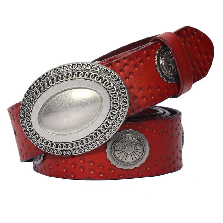 Cintura in pelle con fibbia ovale vintage da uomo