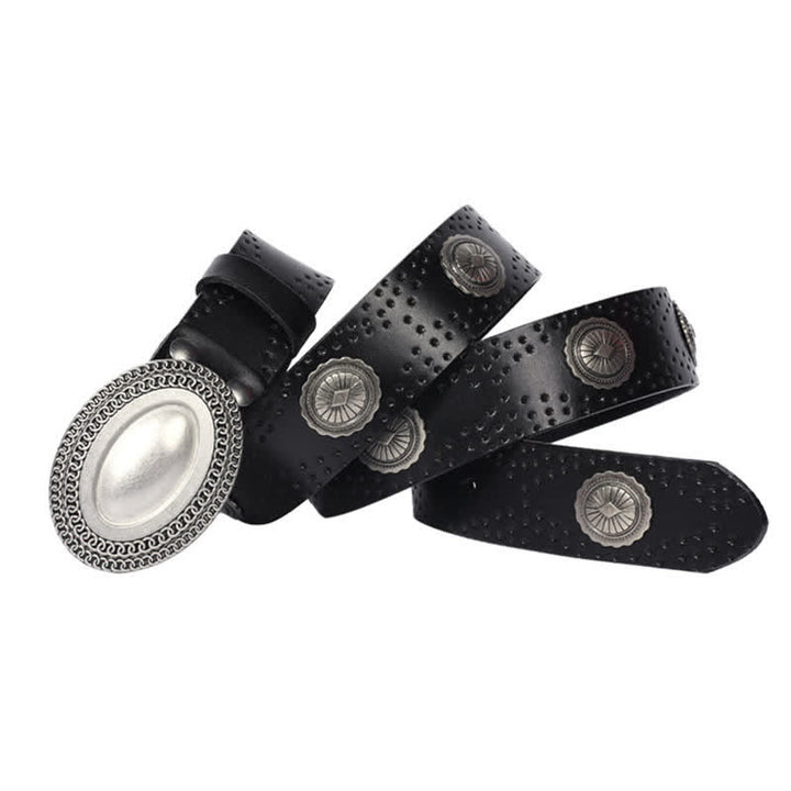 Cintura in pelle con fibbia ovale vintage da uomo