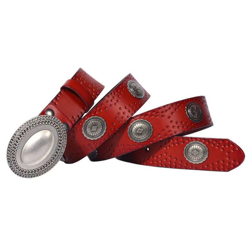Cintura in pelle con fibbia ovale vintage da uomo
