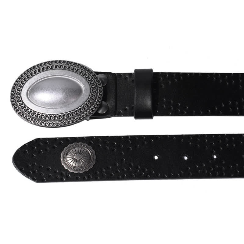 Cintura in pelle con fibbia ovale vintage da uomo