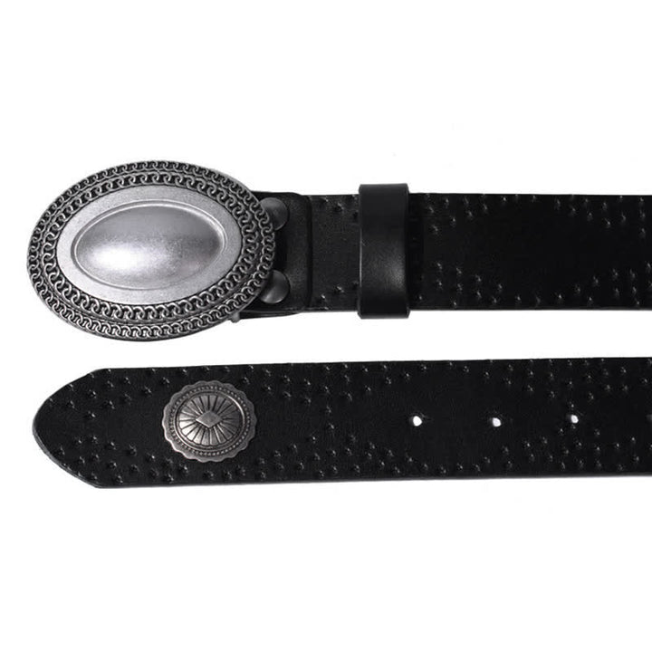 Cintura in pelle con fibbia ovale vintage da uomo