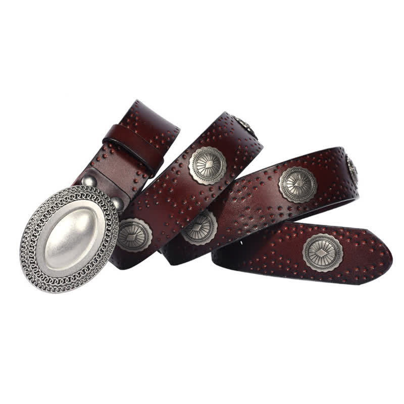 Cintura in pelle con fibbia ovale vintage da uomo