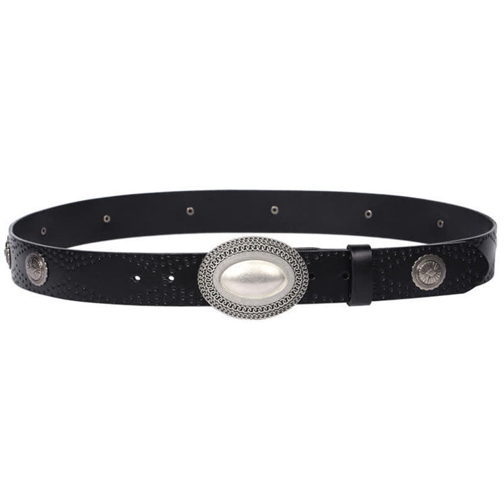 Cintura in pelle con fibbia ovale vintage da uomo