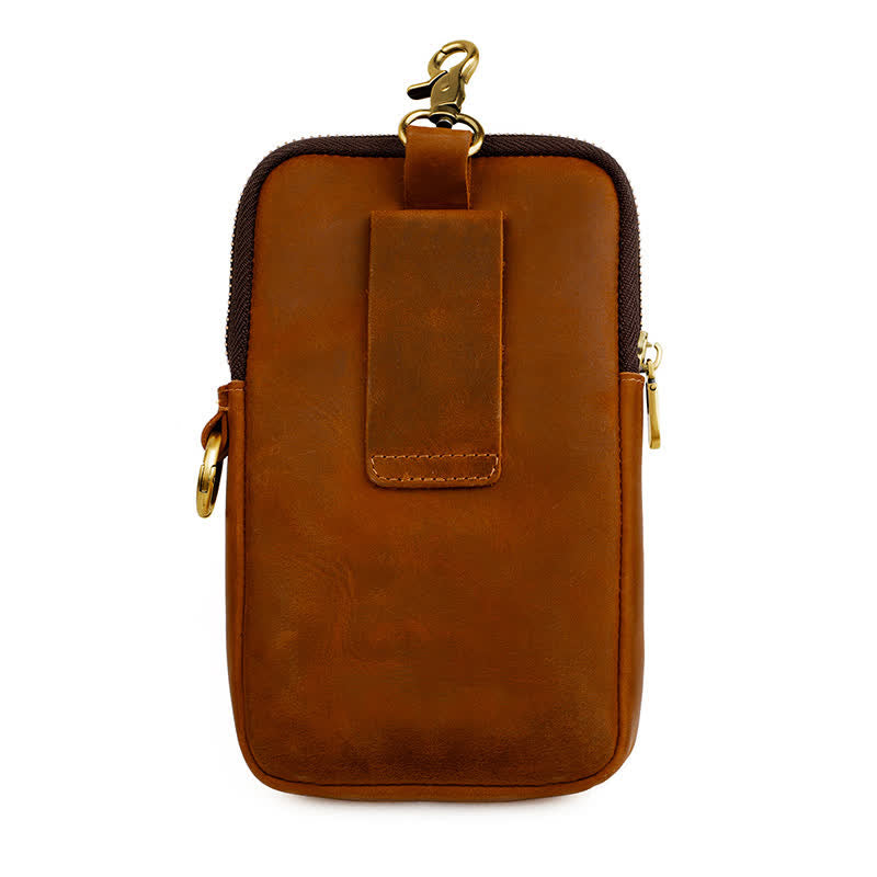 Borsa da viaggio in pelle per cintura, porta cellulare e sigarette