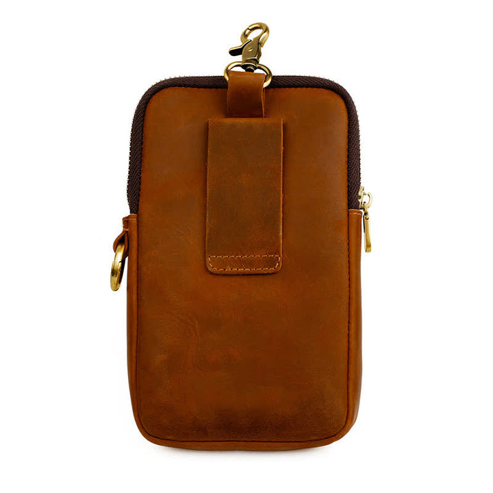 Borsa da viaggio in pelle per cintura, porta cellulare e sigarette