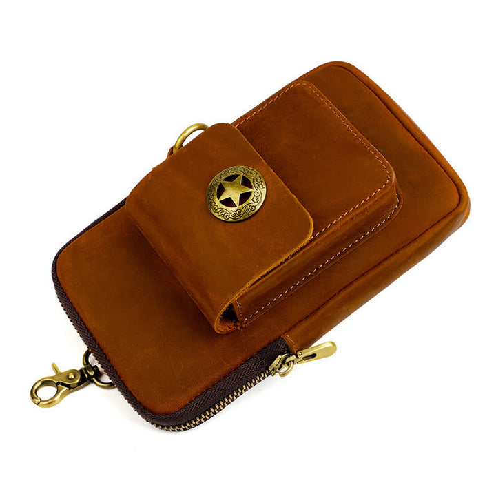 Borsa da viaggio in pelle per cintura, porta cellulare e sigarette