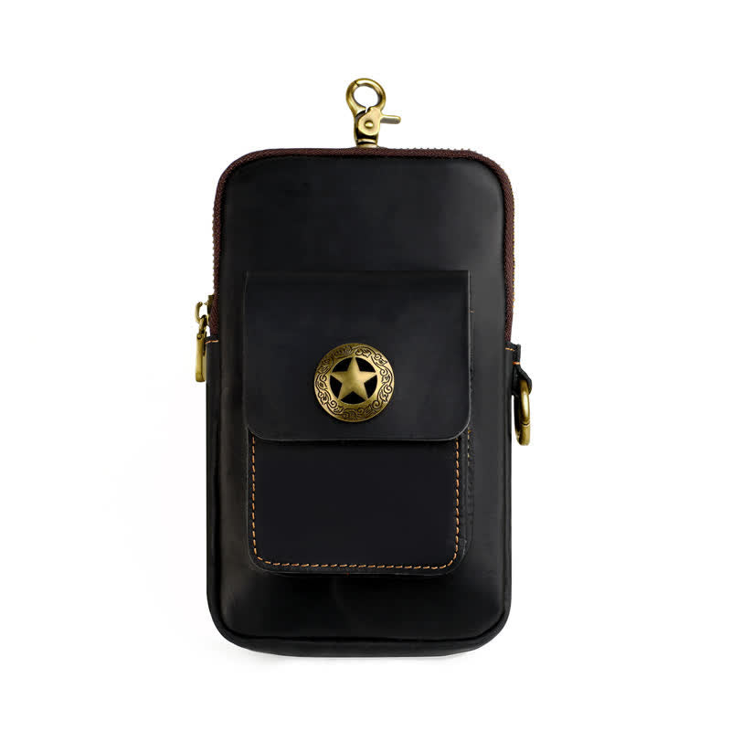 Borsa da viaggio in pelle per cintura, porta cellulare e sigarette