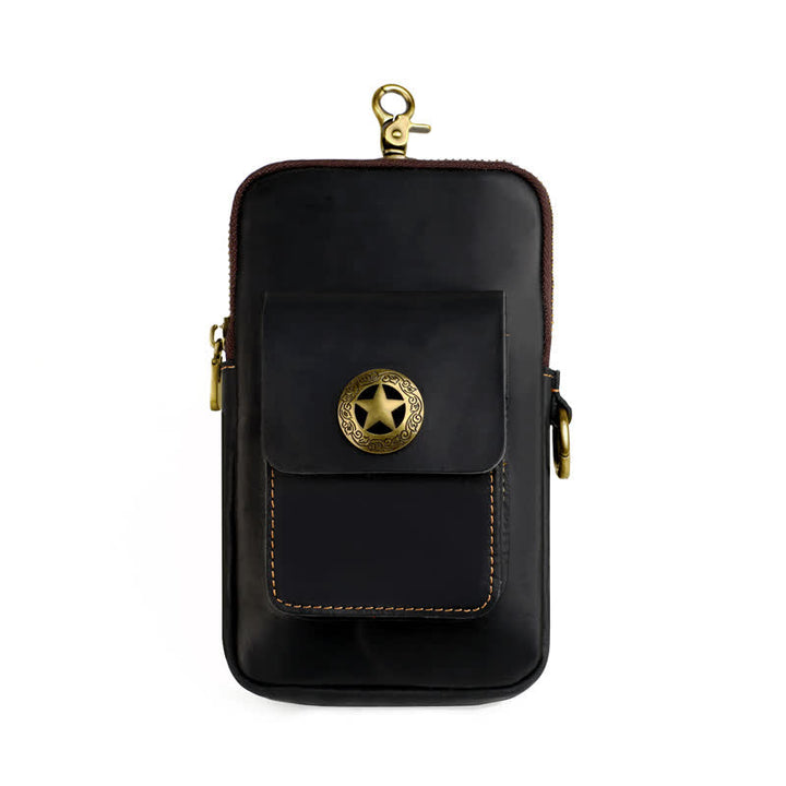 Borsa da viaggio in pelle per cintura, porta cellulare e sigarette