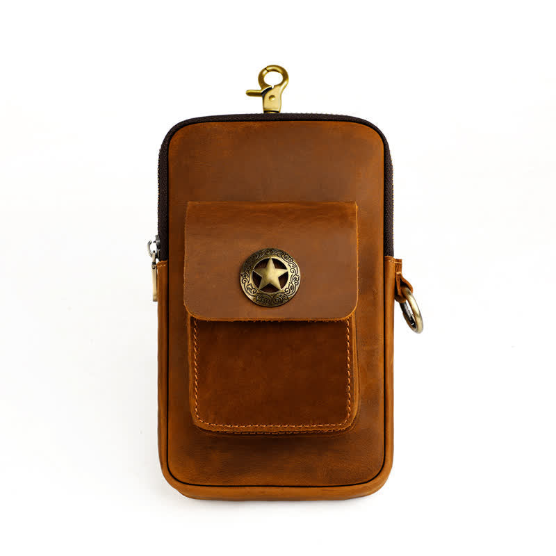 Borsa da viaggio in pelle per cintura, porta cellulare e sigarette