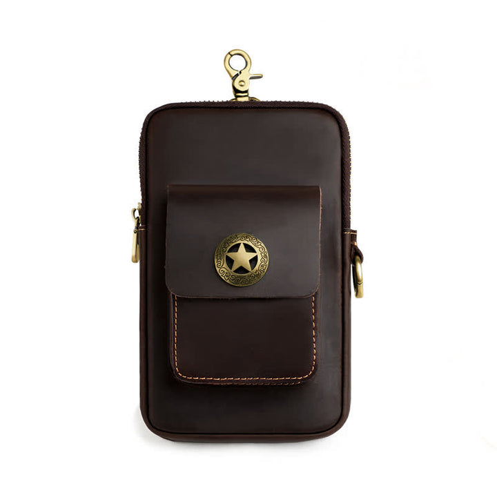 Borsa da viaggio in pelle per cintura, porta cellulare e sigarette