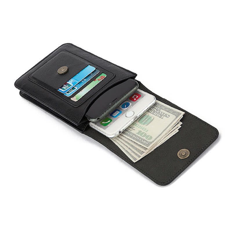 Borsa da cintura in pelle con teschio nero punk e croce