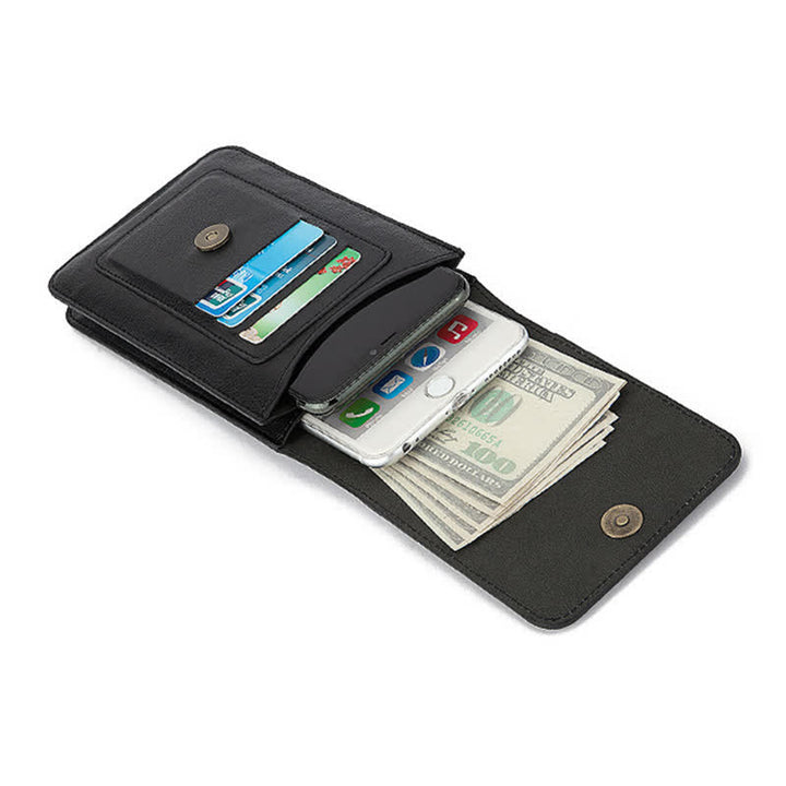 Borsa da cintura in pelle con teschio nero punk e croce