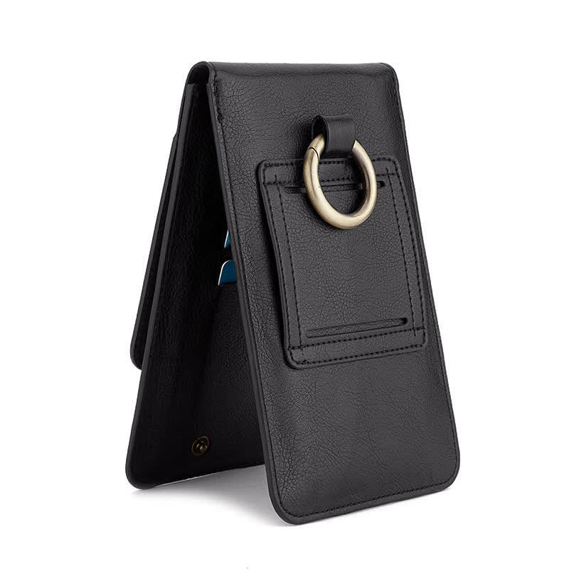 Borsa da cintura in pelle con teschio nero punk e croce