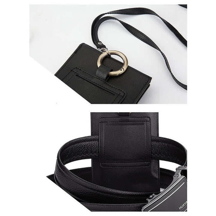 Borsa da cintura in pelle con teschio nero punk e croce