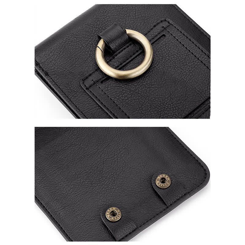 Borsa da cintura in pelle con teschio nero punk e croce
