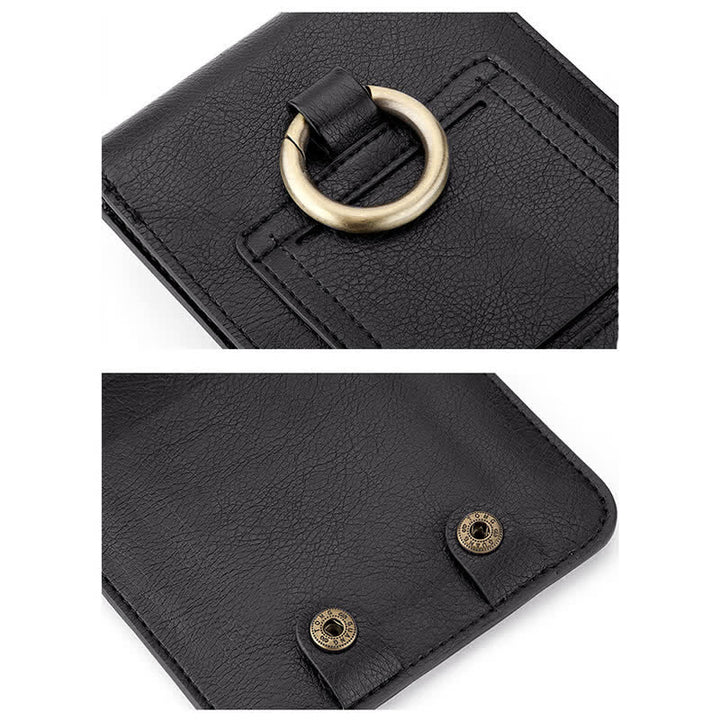 Borsa da cintura in pelle con teschio nero punk e croce