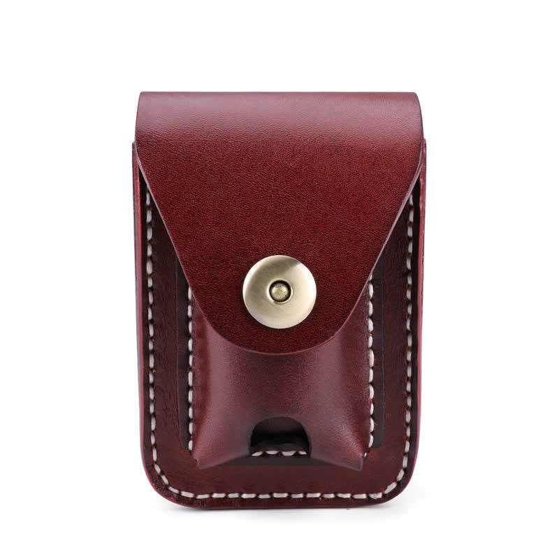 Mini custodia portatile per sigarette in pelle con cintura - Marrone - image 1
