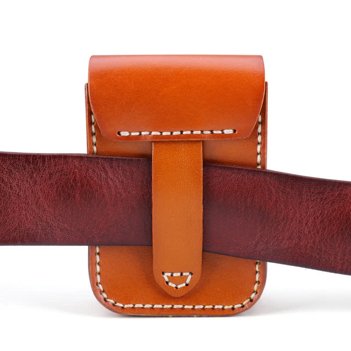 Mini custodia portatile per sigarette in pelle con cintura