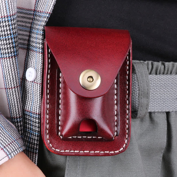 Mini custodia portatile per sigarette in pelle con cintura