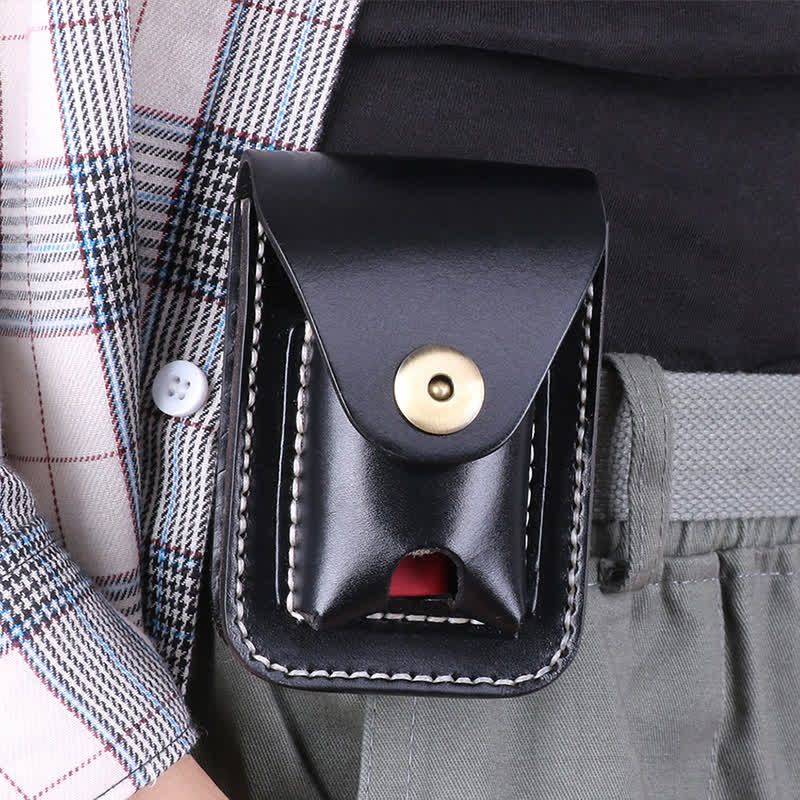Mini custodia portatile per sigarette in pelle con cintura