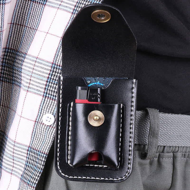 Mini custodia portatile per sigarette in pelle con cintura