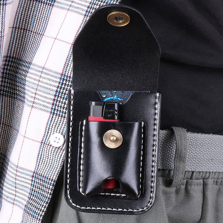 Mini custodia portatile per sigarette in pelle con cintura