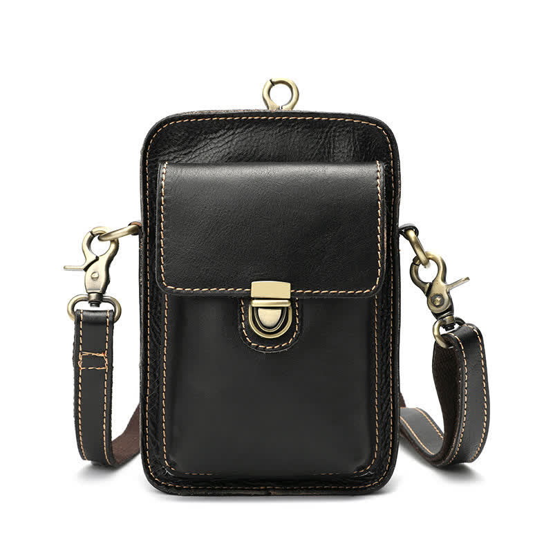 Borsa a tracolla vintage in pelle conciata al vegetale - Nero - image 9