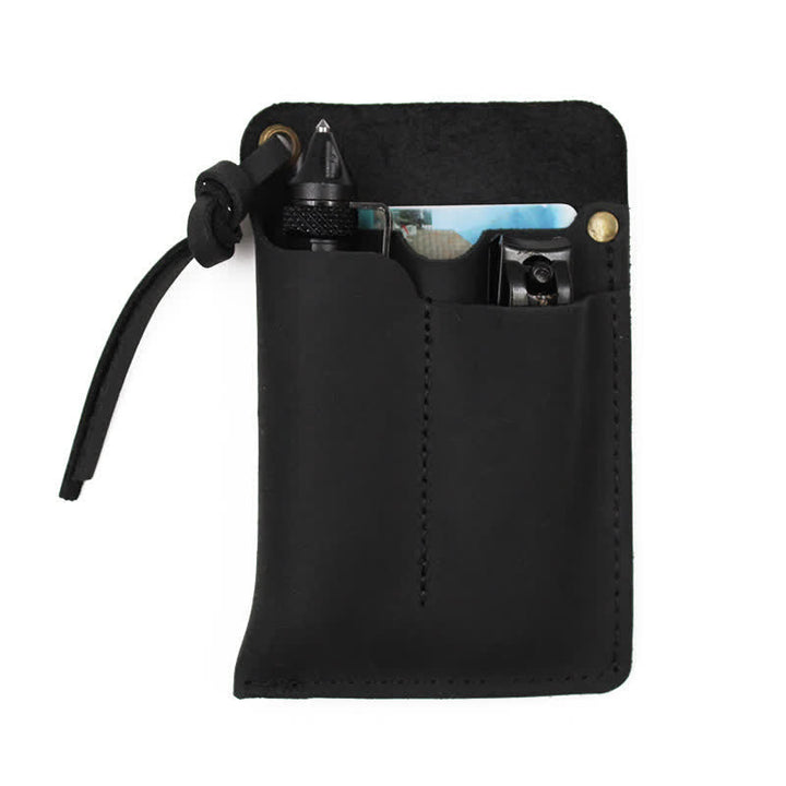 Borsa da cintura in pelle EDC portatile e maneggevole per esterni - Nero - image 13