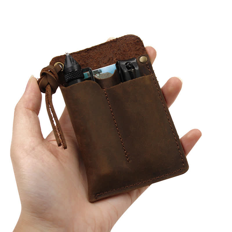 Borsa da cintura in pelle EDC portatile e maneggevole per esterni