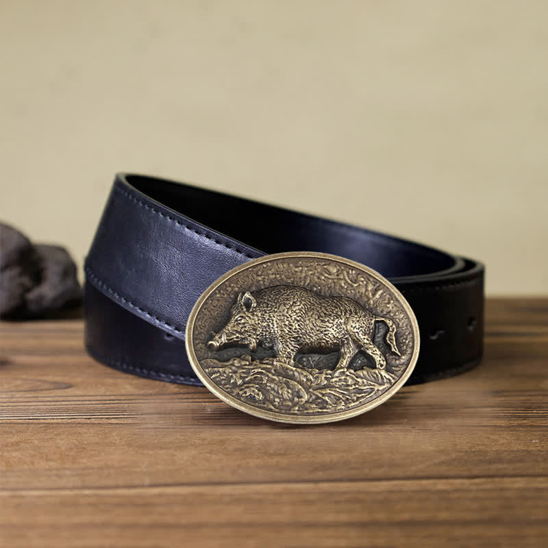 Cintura in pelle con fibbia a forma di cinghiale fai da te da uomo