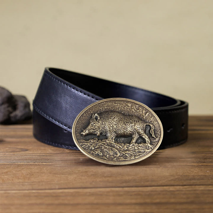Cintura in pelle con fibbia a forma di cinghiale fai da te da uomo