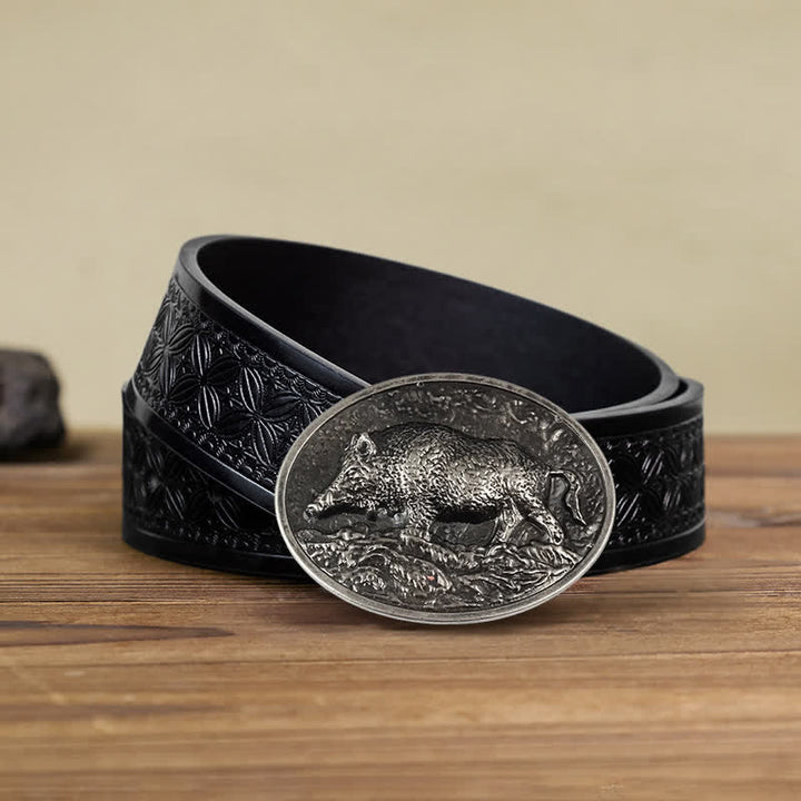 Cintura in pelle con fibbia a forma di cinghiale fai da te da uomo