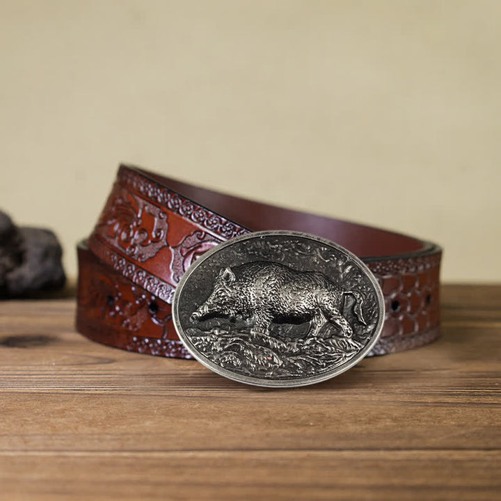 Cintura in pelle con fibbia a forma di cinghiale fai da te da uomo