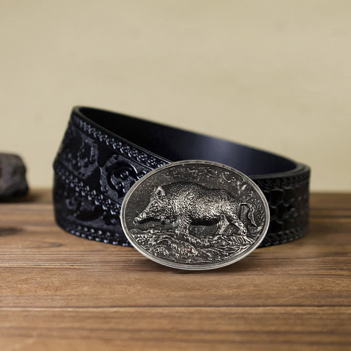 Cintura in pelle con fibbia a forma di cinghiale fai da te da uomo