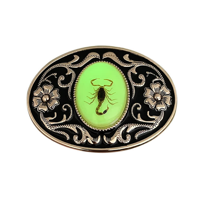 Cintura in pelle con fibbia a forma di scorpione luminoso decorativo fai da te da uomo