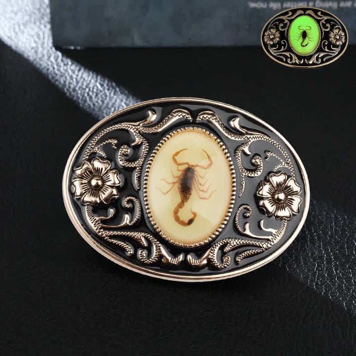 Cintura in pelle con fibbia a forma di scorpione luminoso decorativo fai da te da uomo